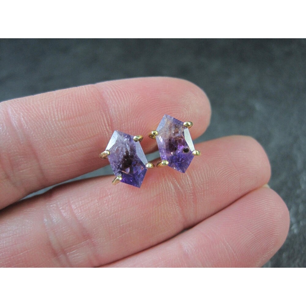 Vintage Amethyst Stud Earrings in Gold Vermeil over Sterling Silver